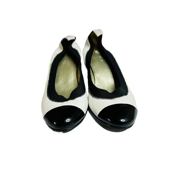 Nine West TrueBlenr Leather Upper Block Heel Pump Black & White Size 7M - Picture 6 of 10